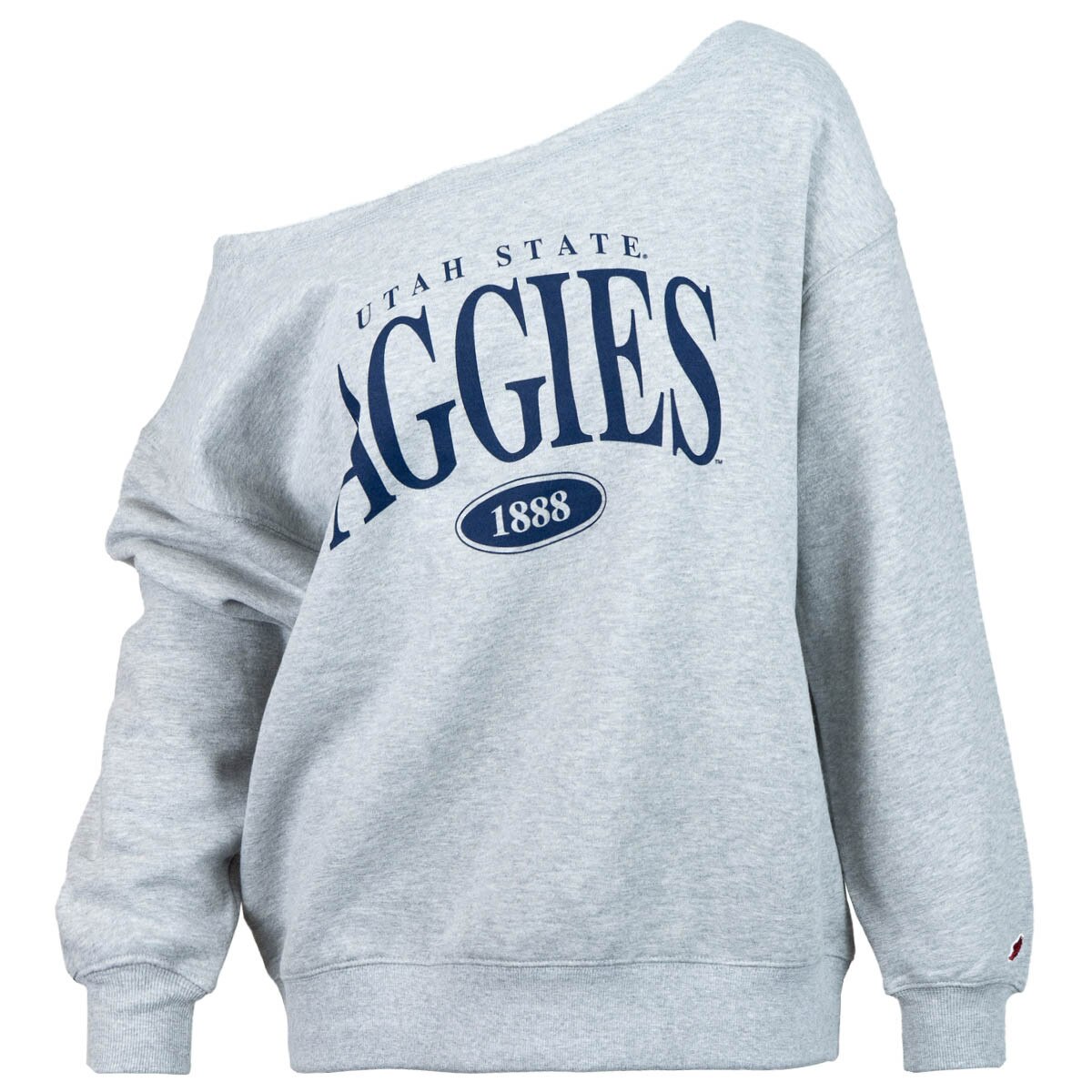 Women's utah state aggies 1888 off the shoulder gray crew sweatshirt